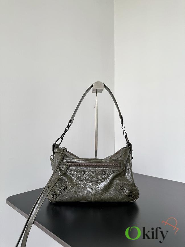 Okify Balenciaga Le City Moto Small Bag Dark Olive Green 28x19x14cm - 1