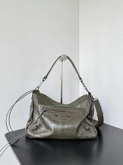 Okify Balenciaga Le City Moto Medium Bag Dark Olive Green 39x26x16cm - 1