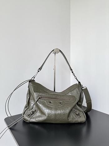 Okify Balenciaga Le City Moto Medium Bag Dark Olive Green 39x26x16cm