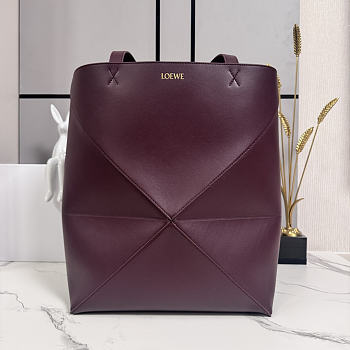 Okify Loewe Puzzle Fold Large Tote Bag Red Burgundy 42x41x18cm