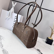 Okify Loewe Amazona Cropped Bag Dark Brown Suede 30.5x15x9cm - 3