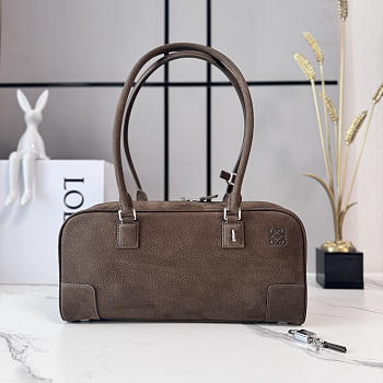 Okify Loewe Amazona Cropped Bag Dark Brown Suede 30.5x15x9cm