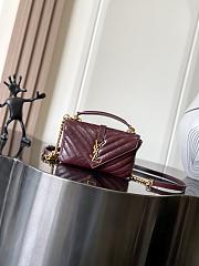 Okify YSL Mini College Bag Red Burgundy Crinkled Leather 20x13x3cm - 1