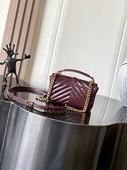 Okify YSL Mini College Bag Red Burgundy Crinkled Leather 20x13x3cm - 4