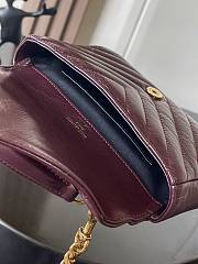 Okify YSL Mini College Bag Red Burgundy Crinkled Leather 20x13x3cm - 3