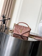 Okify YSL Mini College Bag Light Pink Suede 20x13x3cm - 1