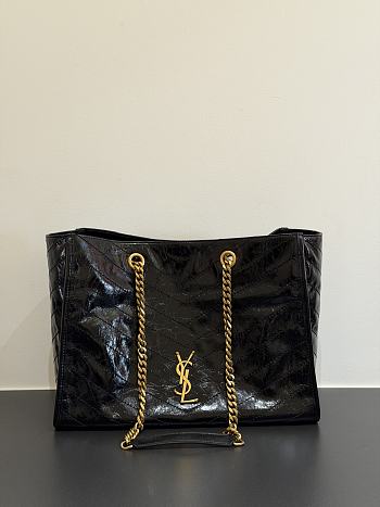 Okify YSL Niki Large Shopping Bag Black Crinkled Leather 33x27x14cm