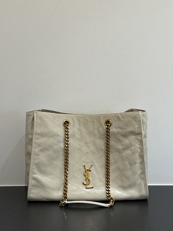 Okify YSL Niki Large Shopping Bag White Crinkled Leather 33x27x14cm