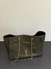Okify YSL Niki Large Shopping Bag Olive Green Crinkled Leather 33x27x14cm - 5