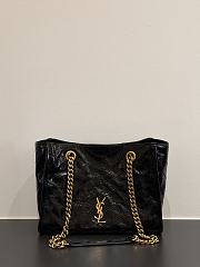 Okify YSL Niki Small Shopping Bag Black Crinkled Leather 25x19x10cm - 1