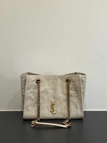 Okify YSL Niki Small Shopping Bag White Crinkled Leather 25x19x10cm