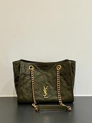 Okify YSL Niki Small Shopping Bag Olive Green Crinkled Leather 25x19x10cm - 1
