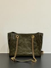 Okify YSL Niki Small Shopping Bag Olive Green Crinkled Leather 25x19x10cm - 4