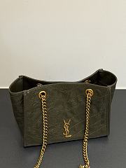 Okify YSL Niki Small Shopping Bag Olive Green Crinkled Leather 25x19x10cm - 3