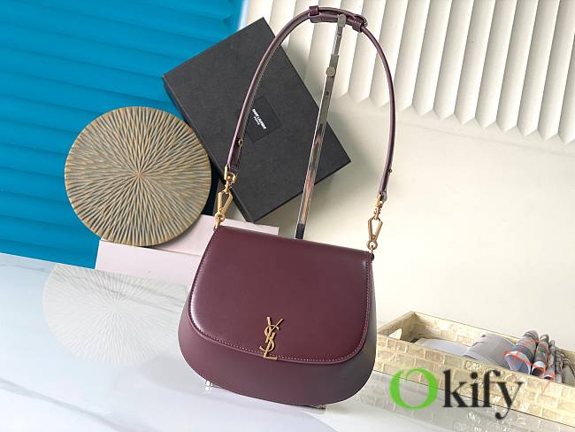 Okify YSL Voltaire Top Handle Bag Red Burgundy 21x17.5x8cm - 1