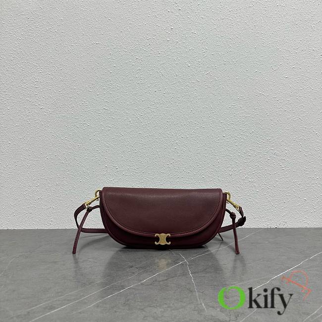 Okify Celine Halfmoon Soft Triomphe Small Bag Red Burgundy 25x13x5cm - 1
