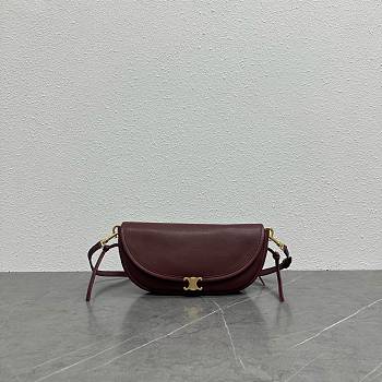 Okify Celine Halfmoon Soft Triomphe Small Bag Red Burgundy 25x13x5cm