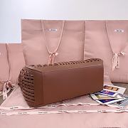 Okify MiuMiu Leather Basket Bag Brown 5BA293 40x21x15.5cm  - 4