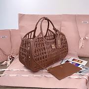 Okify MiuMiu Leather Basket Bag Brown 5BA293 40x21x15.5cm  - 3