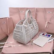 Okify MiuMiu Leather Basket Bag White 5BA293 40x21x15.5cm  - 3