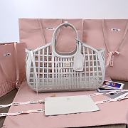 Okify MiuMiu Leather Basket Bag White 5BA293 40x21x15.5cm  - 1