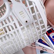 Okify MiuMiu Leather Basket Bag White 5BA293 40x21x15.5cm  - 6