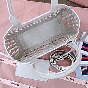 Okify MiuMiu Leather Basket Bag White 5BA294 24x12.5x9cm  - 5