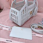 Okify MiuMiu Leather Basket Bag White 5BA294 24x12.5x9cm  - 2