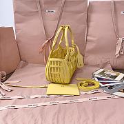 Okify MiuMiu Leather Basket Bag Yellow 5BA294 24x12.5x9cm  - 4