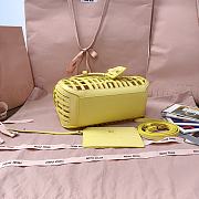 Okify MiuMiu Leather Basket Bag Yellow 5BA294 24x12.5x9cm  - 2