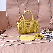 Okify MiuMiu Leather Basket Bag Yellow 5BA294 24x12.5x9cm  - 5