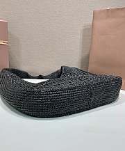 Okify MiuMiu Woven Tote Bag Black 5BC116 42.5x32x9cm - 4