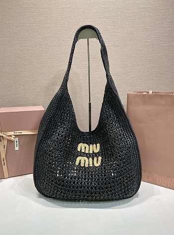 Okify MiuMiu Woven Tote Bag Black 5BC116 42.5x32x9cm