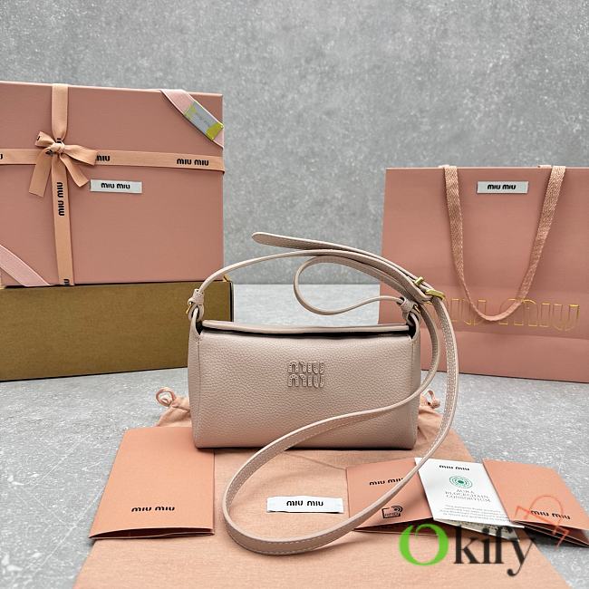 Okify MiuMiu Leather Bag Beige 5734 19x18x10cm  - 1