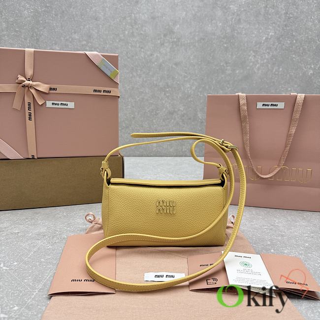 Okify MiuMiu Leather Bag Yellow 5734 19x18x10cm  - 1