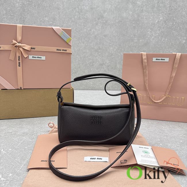 Okify MiuMiu Leather Bag Dark Brown 5734 19x18x10cm  - 1