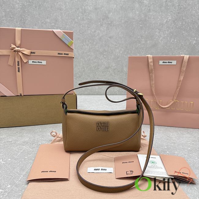 Okify MiuMiu Leather Bag Brown 5734 19x18x10cm  - 1