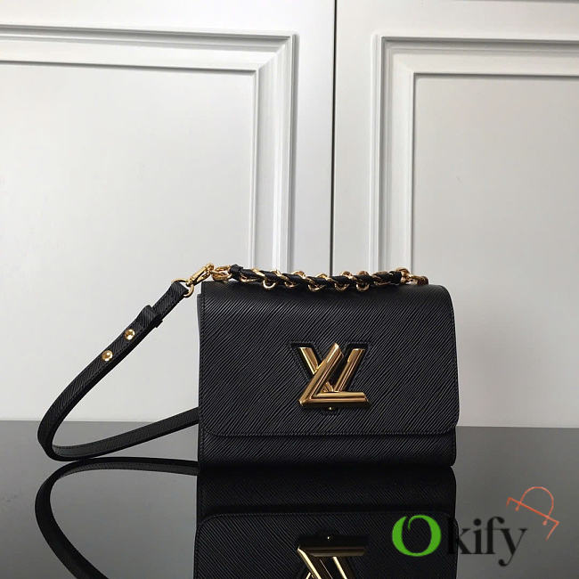 Okify Louis Vuitton Twist MM Bag In Black Epi 23x17x9.5cm - 1