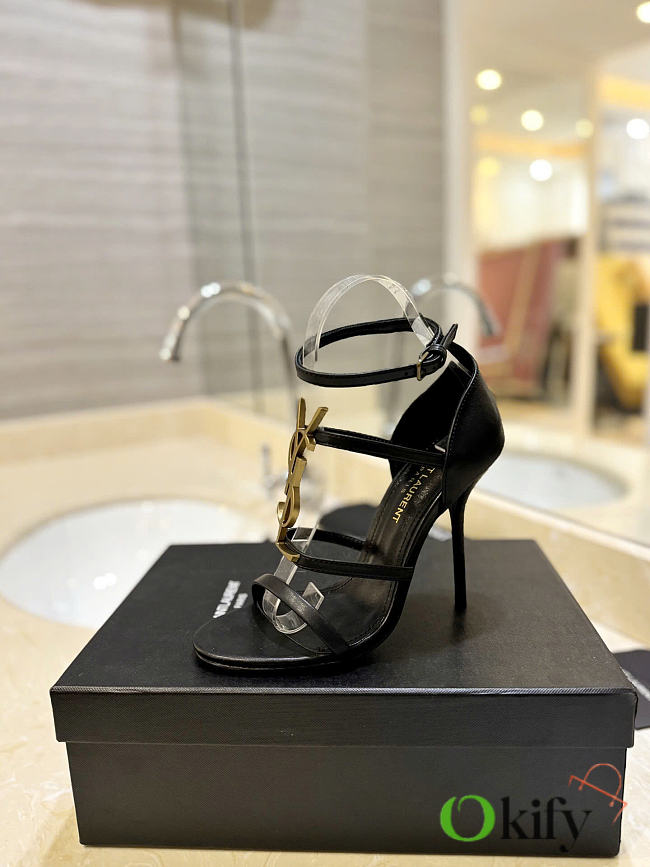 Okify YSL Cassandra Stiletto Black Heels Gold Hardware  - 1