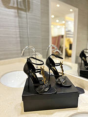 Okify YSL Cassandra Stiletto Black Heels Gold Hardware  - 5