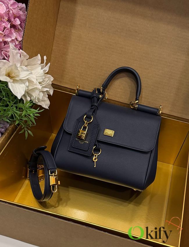 Okify Dolce & Gabbana My Sicily Medium Bag Dark Blue 21x19x14cm - 1