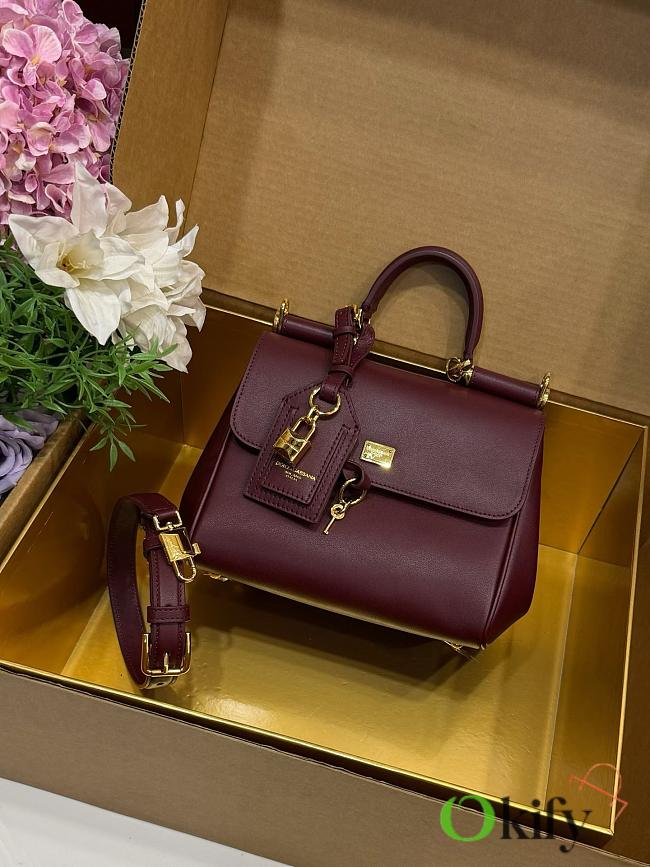 Okify Dolce & Gabbana My Sicily Medium Bag Red Burgundy 21x19x14cm - 1