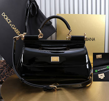 Okify Dolce & Gabbana Sicily Bag Black Patent 25x17x9cm
