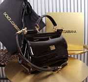 Okify Dolce & Gabbana Sicily Bag Dark Brown Patent 25x17x9cm - 5