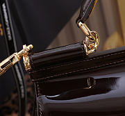 Okify Dolce & Gabbana Sicily Bag Dark Brown Patent 25x17x9cm - 4