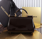 Okify Dolce & Gabbana Sicily Bag Dark Brown Patent 25x17x9cm - 2