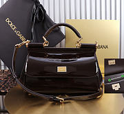 Okify Dolce & Gabbana Sicily Bag Dark Brown Patent 25x17x9cm - 1