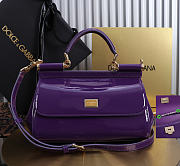 Okify Dolce & Gabbana Sicily Bag Dark Purple Patent 25x17x9cm - 1