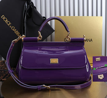 Okify Dolce & Gabbana Sicily Bag Dark Purple Patent 25x17x9cm