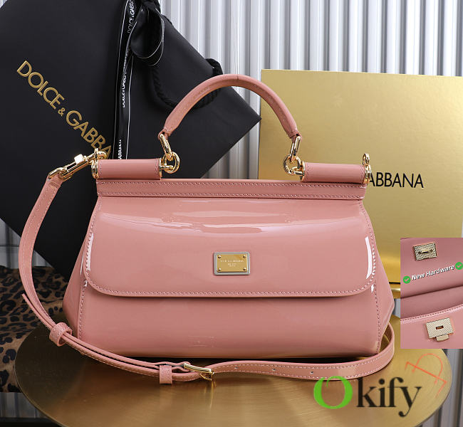 Okify Dolce & Gabbana Sicily Bag Pink Patent 25x17x9cm - 1